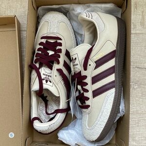 Brand new Adidas OG Samba in Wonder White/Maroon. Women’s size US 8